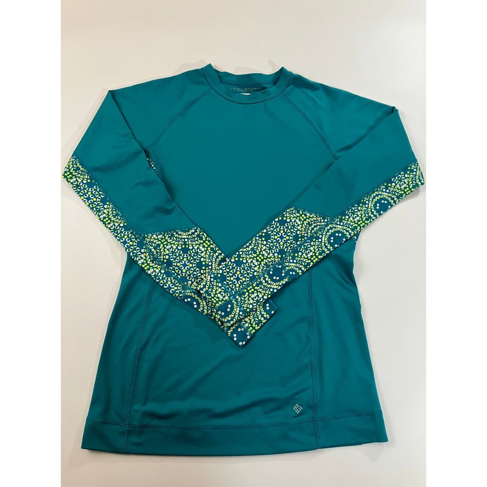 Columbia Women’s M Omni-Shade Long Sleeve Shirt Teal Sun Protection Outdoor